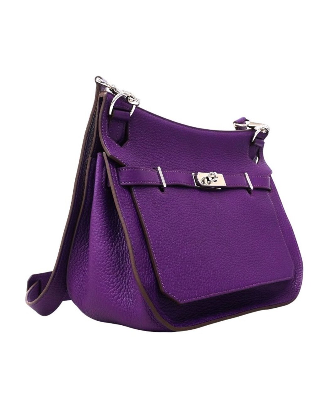 Hermes Shoulder Bag Gipsiere 28 Taurillon Clemence Ultra Violet Silver - Picture 2 of 7